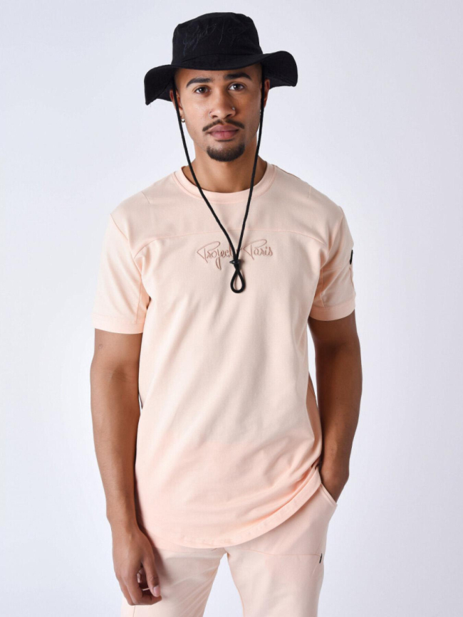 T-shirt technique à découpes rose homme - Project X Paris