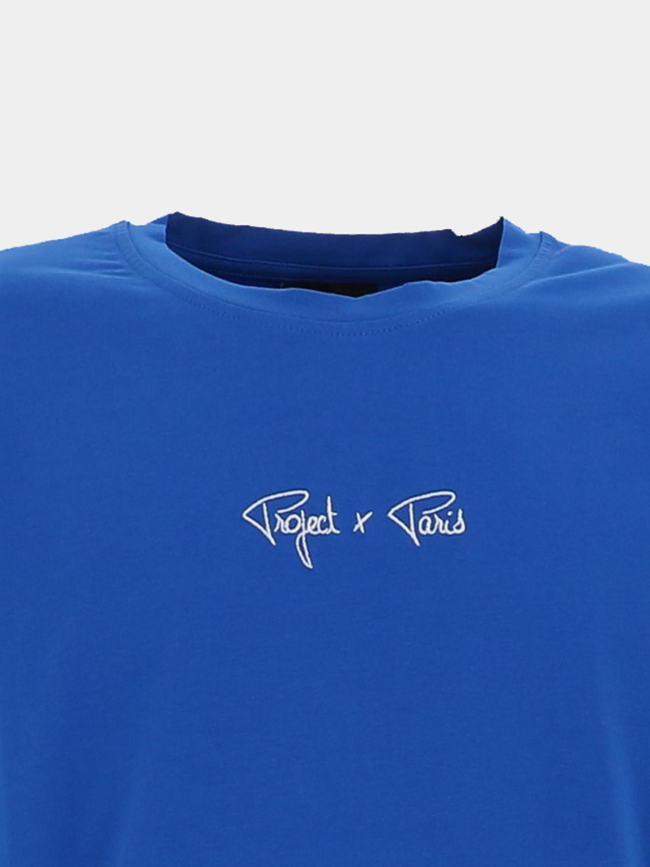 T-shirt à petit logo brodé bleu homme - Project X Paris