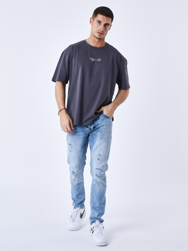 T-shirt à petit logo brodé anthracite homme - Project X Paris
