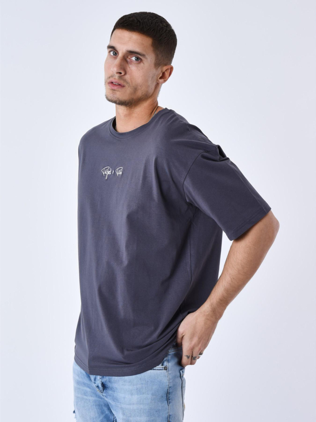 T-shirt à petit logo brodé anthracite homme - Project X Paris