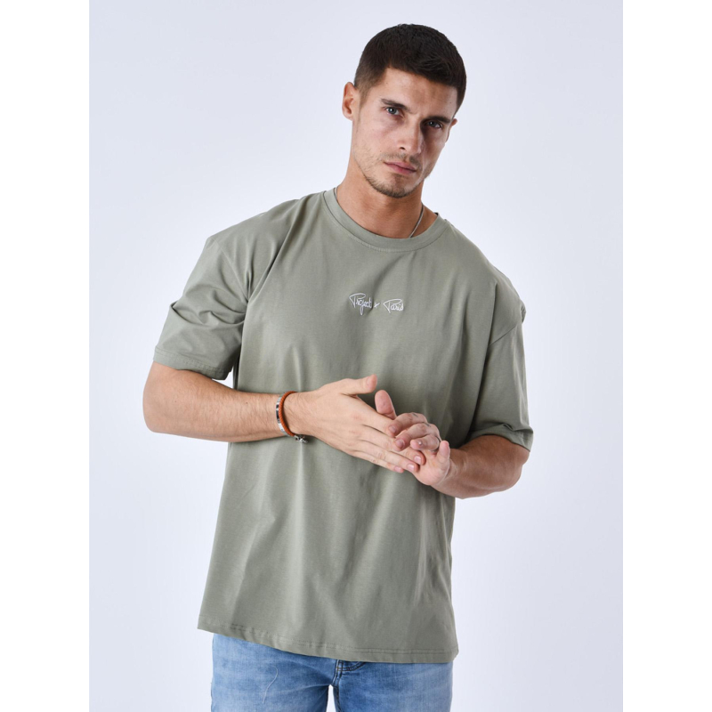 T-shirt à petit logo brodé kaki homme - Project X Paris