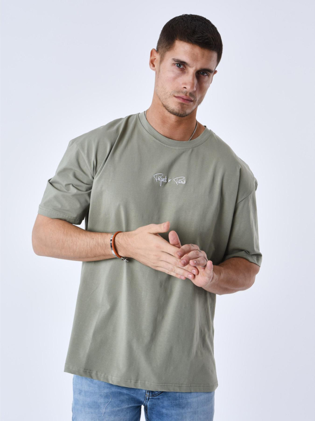 T-shirt à petit logo brodé kaki homme - Project X Paris