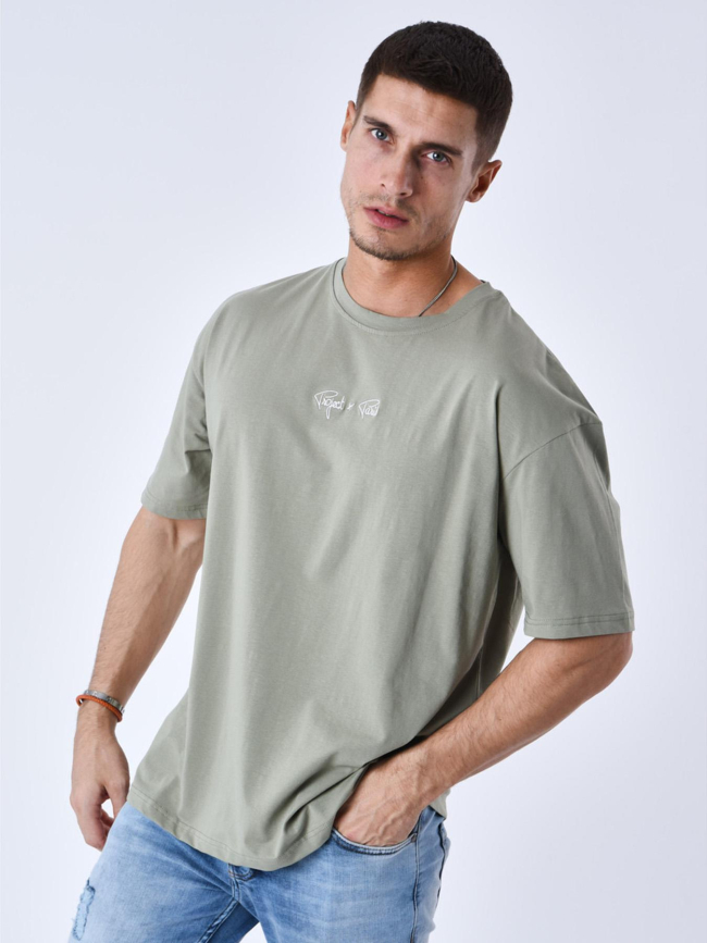 T-shirt à petit logo brodé kaki homme - Project X Paris
