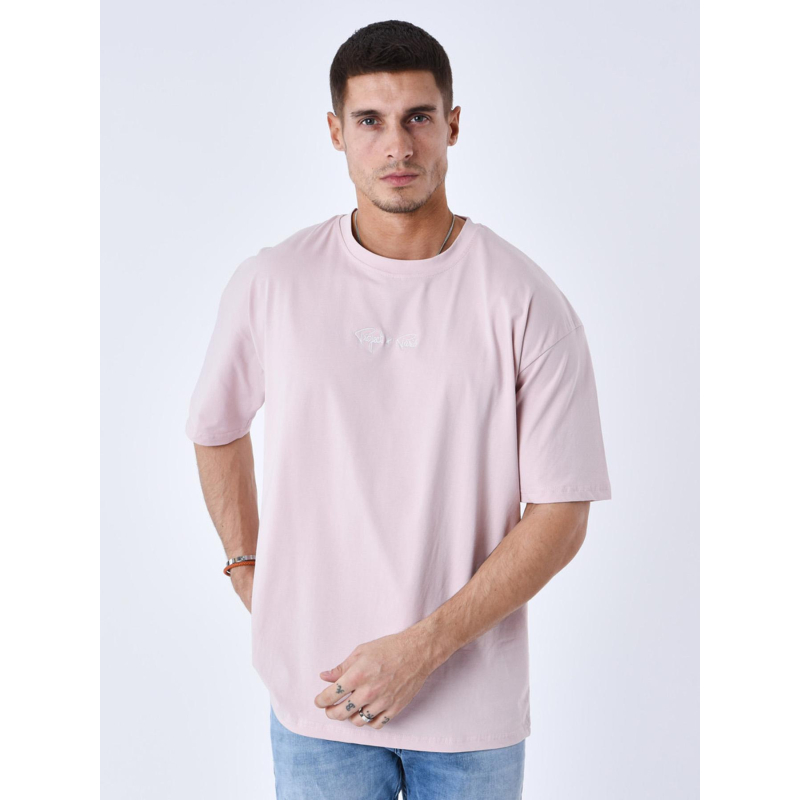 T-shirt à petit logo brodé rose homme - Project X Paris
