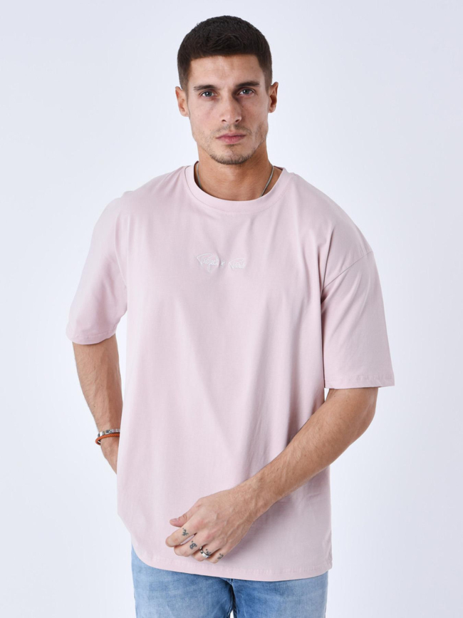 T-shirt à petit logo brodé rose homme - Project X Paris