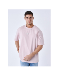 T-shirt à petit logo brodé rose homme - Project X Paris