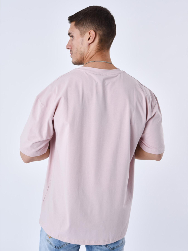 T-shirt à petit logo brodé rose homme - Project X Paris
