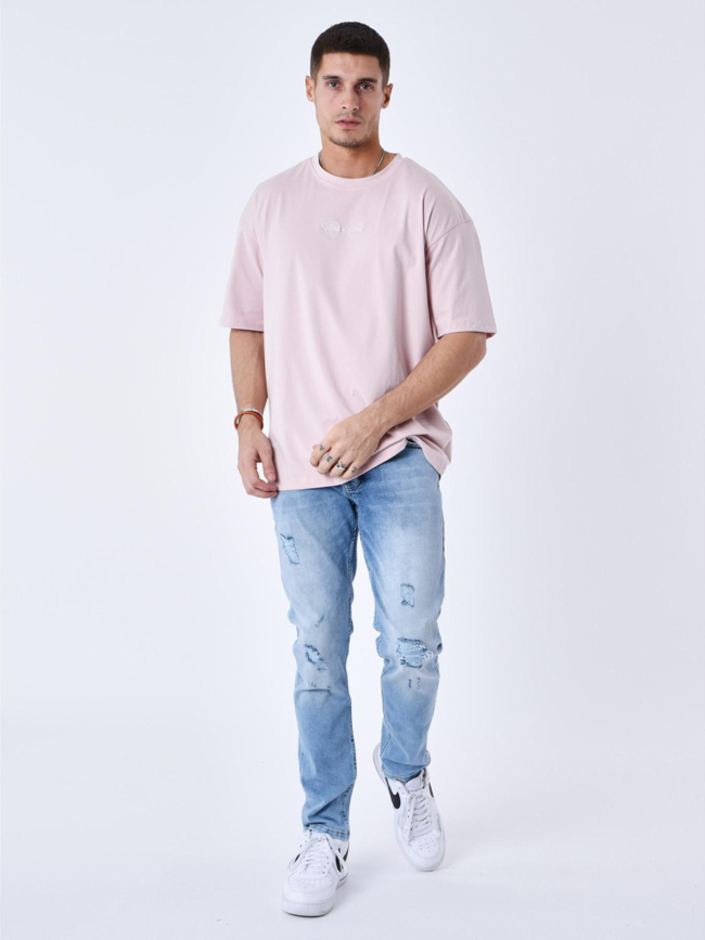 T-shirt à petit logo brodé rose homme - Project X Paris