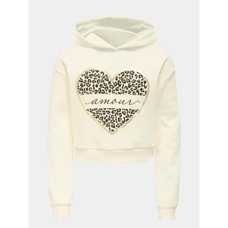 Sweat à capuche cooper life cœur blanc fille - Only
