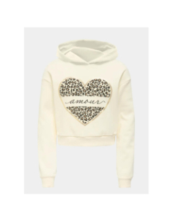 Sweat à capuche cooper life cœur blanc fille - Only