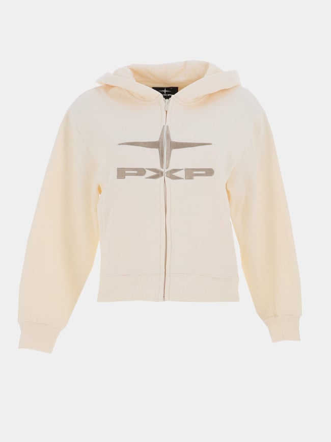Sweat à capuche zippé logo polaris beige femme - Project X Paris