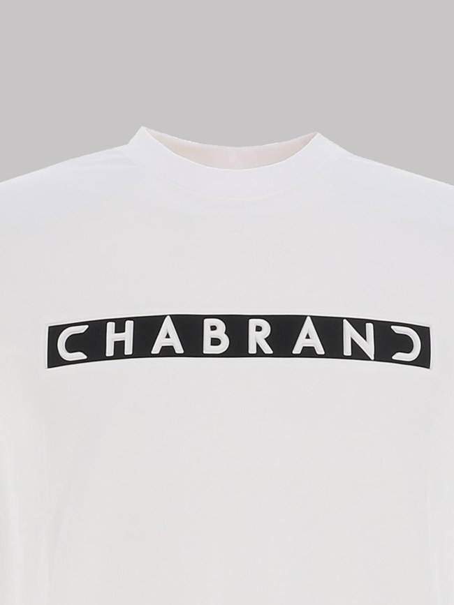T-shirt à logo relief encadré blanc homme - Chabrand