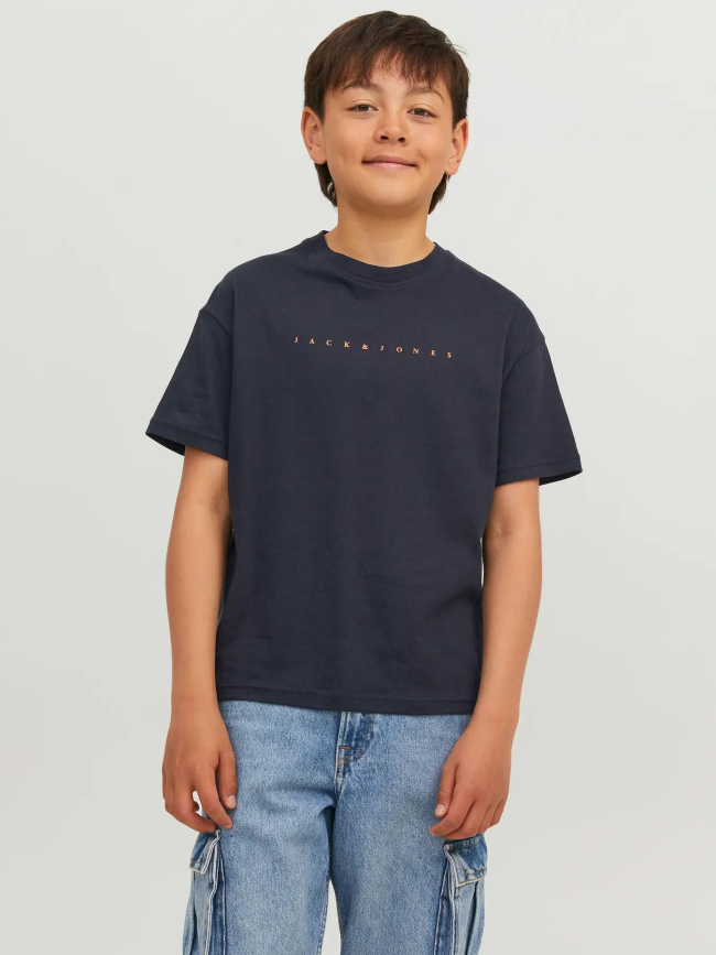 T-shirt jjestar beu marine garçon - Jack & Jones