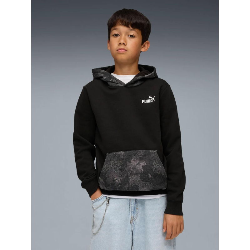 Sweat à capuche ess camo noir enfant - Puma
