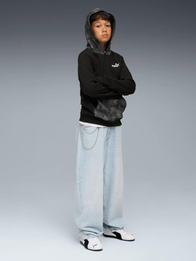 Sweat à capuche ess camo noir enfant - Puma