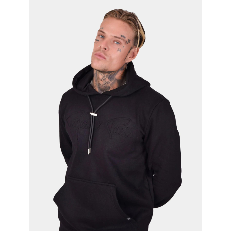 Sweat à capuche logo signature relief noir homme - Project X Paris