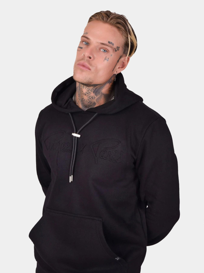 Sweat à capuche logo signature relief noir homme - Project X Paris
