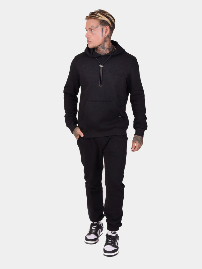 Sweat à capuche logo signature relief noir homme - Project X Paris