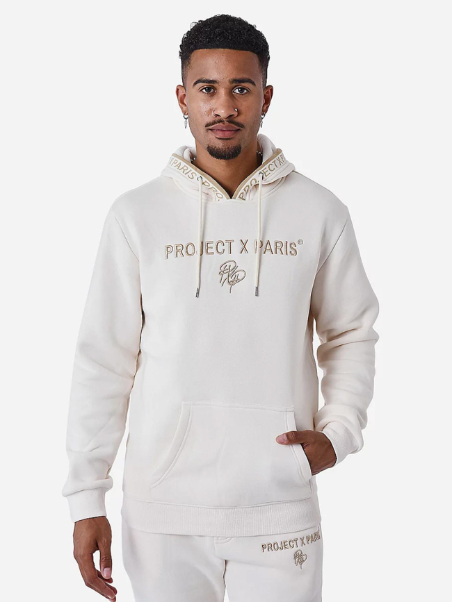 Sweat à capuche logoté beige homme - Project X Paris