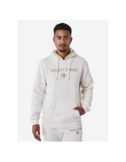 Sweat à capuche logoté beige homme - Project X Paris