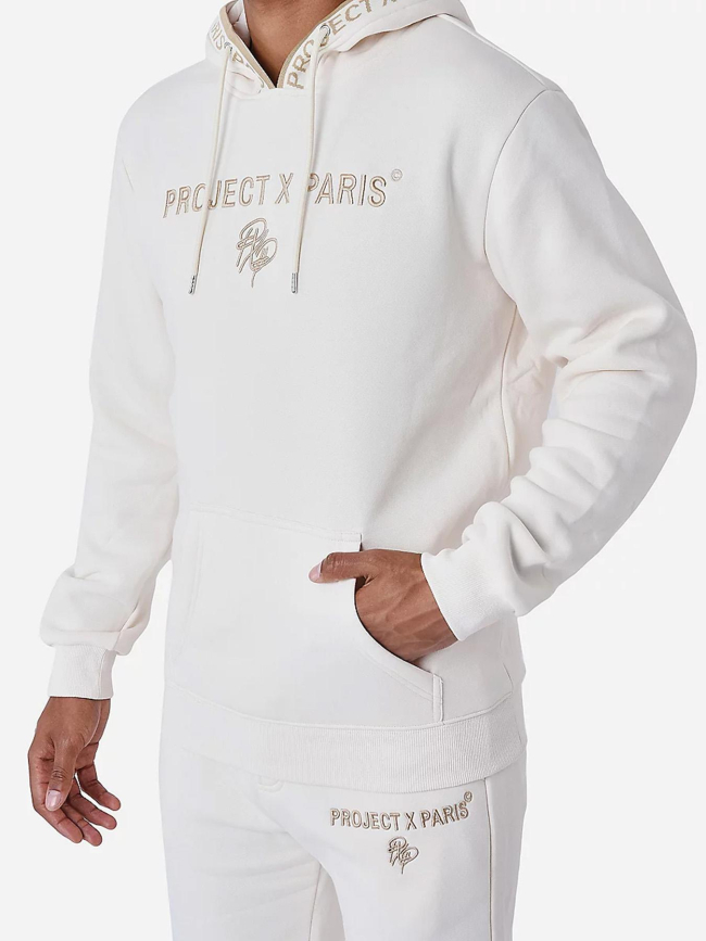 Sweat à capuche logoté beige homme - Project X Paris