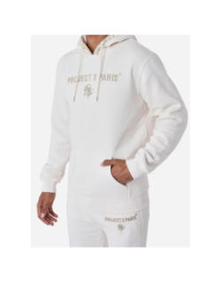 Sweat à capuche logoté beige homme - Project X Paris