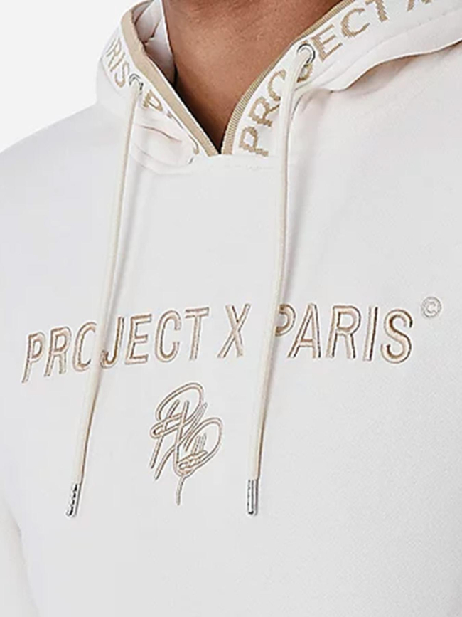 Sweat à capuche logoté beige homme - Project X Paris