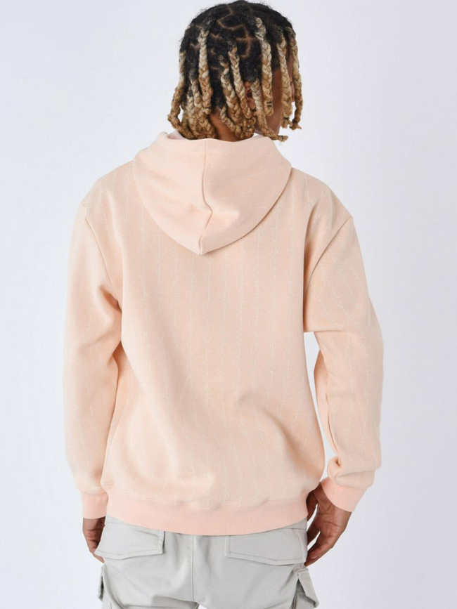 Sweat à capuche à impressions multiples rose pèche homme - Project X Paris