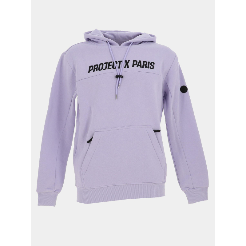 Sweat à capuche à logo relief violet homme - Project X Paris