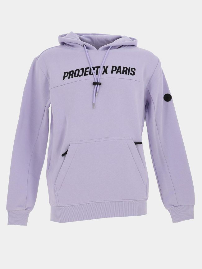 Sweat à capuche à logo relief violet homme - Project X Paris
