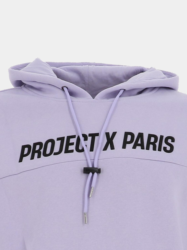 Sweat à capuche à logo relief violet homme - Project X Paris