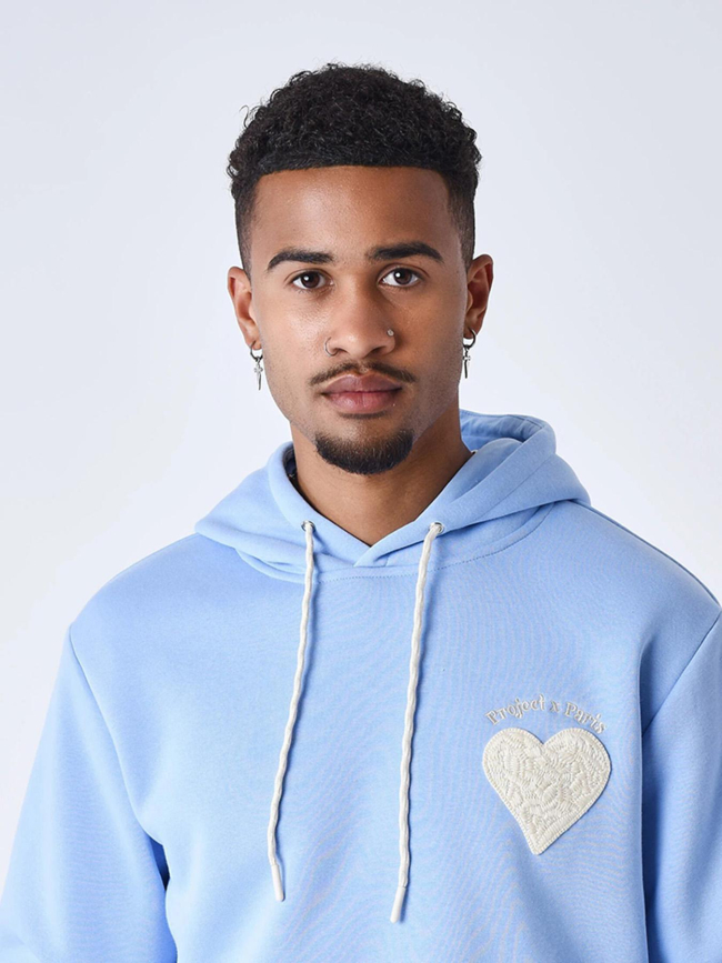 Sweat à capuche wicker heart bleu homme - Project X Paris
