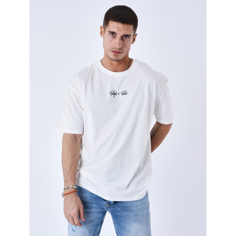 T-shirt à petit logo signature brodé blanc homme - Project X Paris