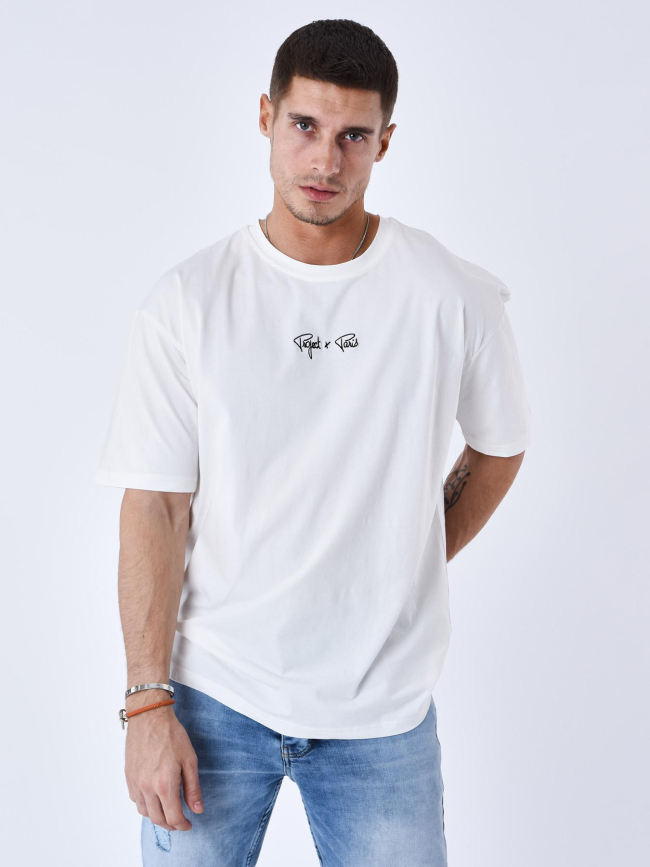 T-shirt à petit logo signature brodé blanc homme - Project X Paris