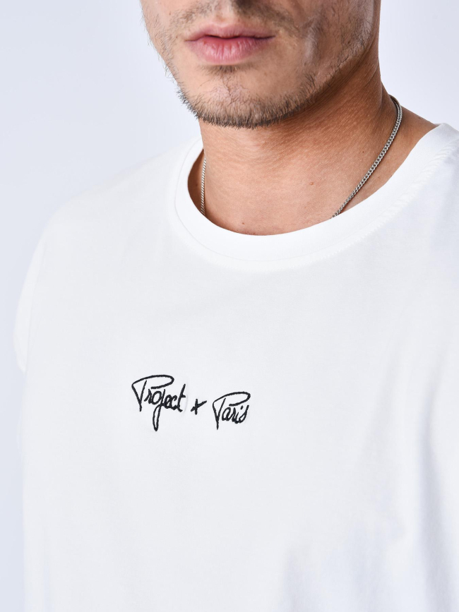 T-shirt à petit logo signature brodé blanc homme - Project X Paris