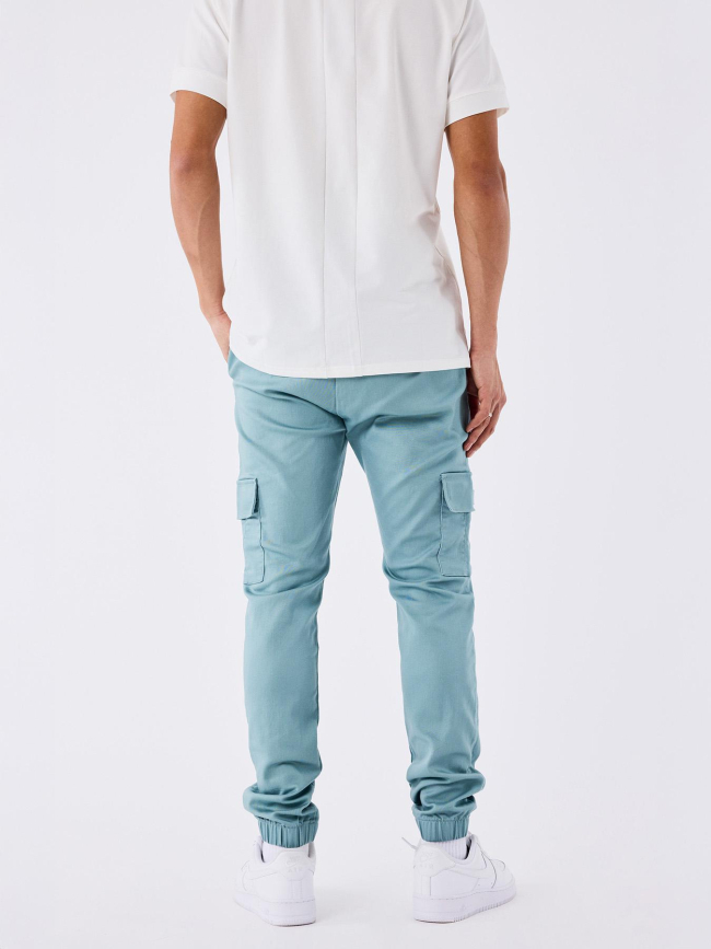 Pantalon cargo à taille élastique bleu vert homme - Project X Paris