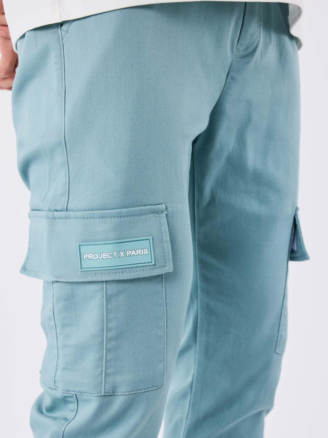 Pantalon cargo à taille élastique bleu vert homme - Project X Paris