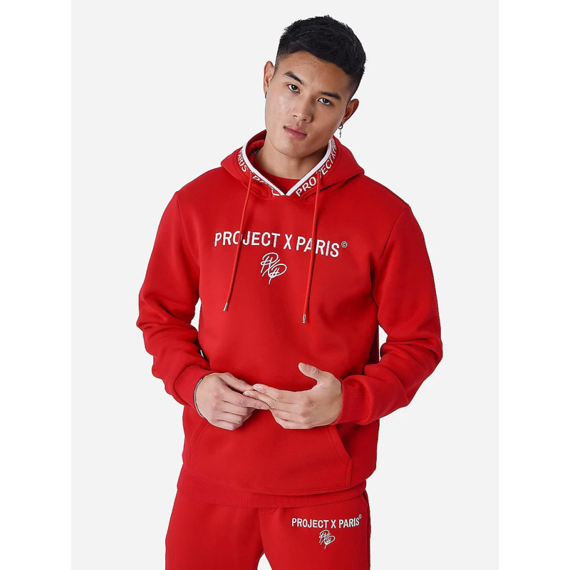 Sweat à capuche logoté rouge homme - Project X Paris