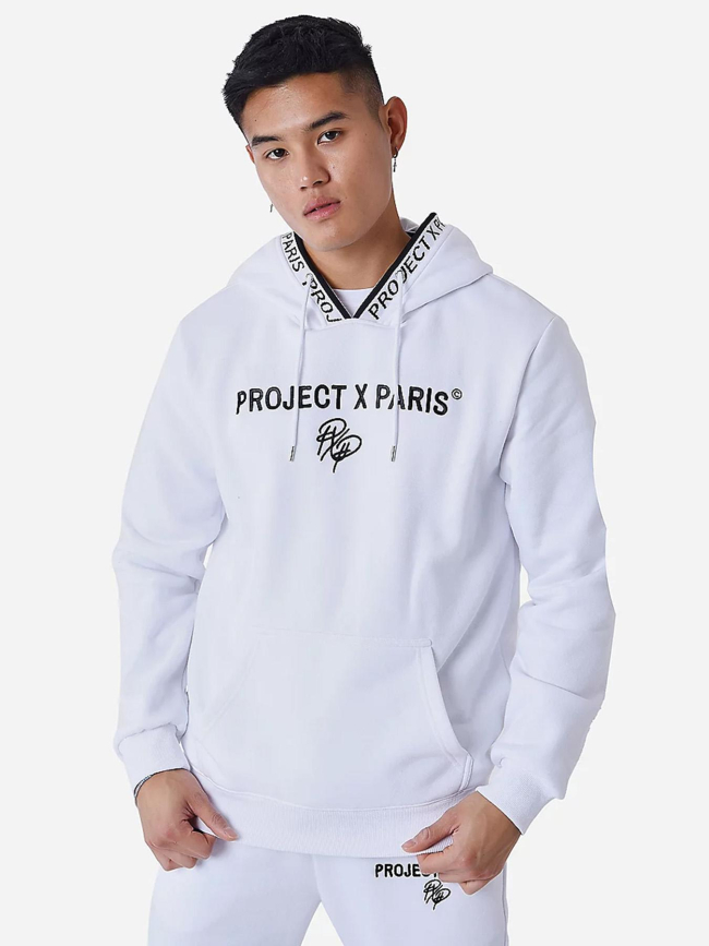 Sweat à capuche logoté blanc homme - Project X Paris