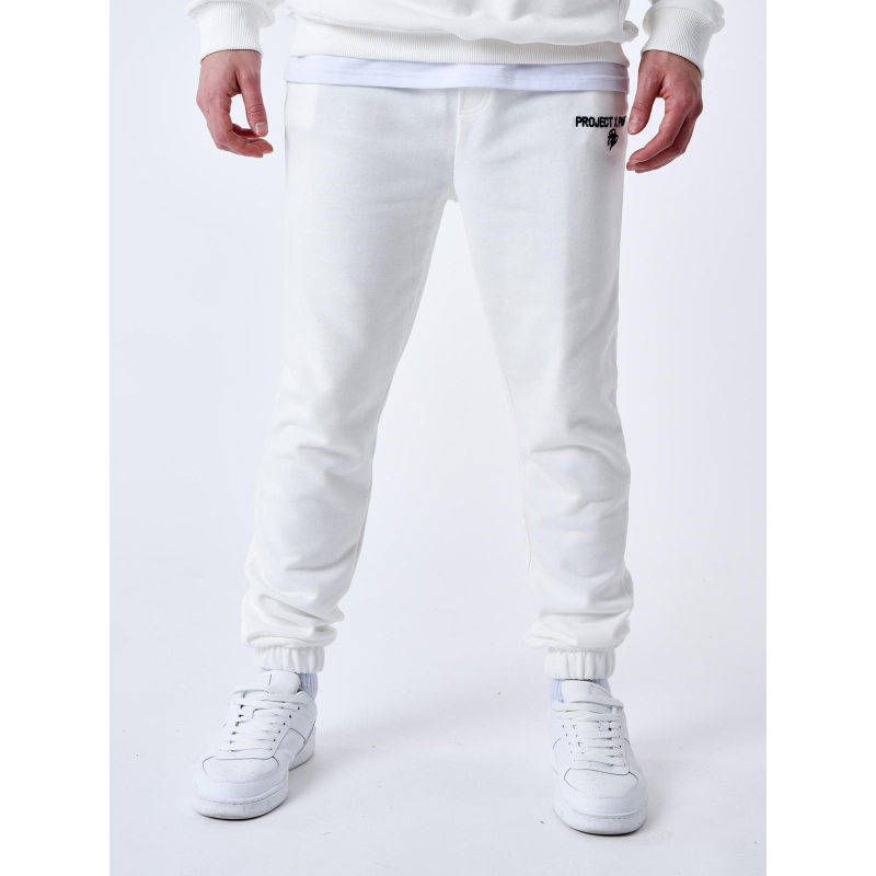 Pantalon jogging à élastique logoté blanc homme - Project X Paris