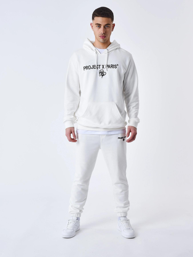 Pantalon jogging à élastique logoté blanc homme - Project X Paris