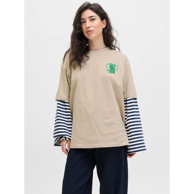 T-shirt à manches courtes jxmillow beige femme - JJXX