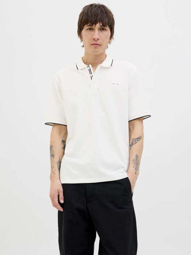 Polo à manches courtes jprblualves blanc homme - Jack & Jones