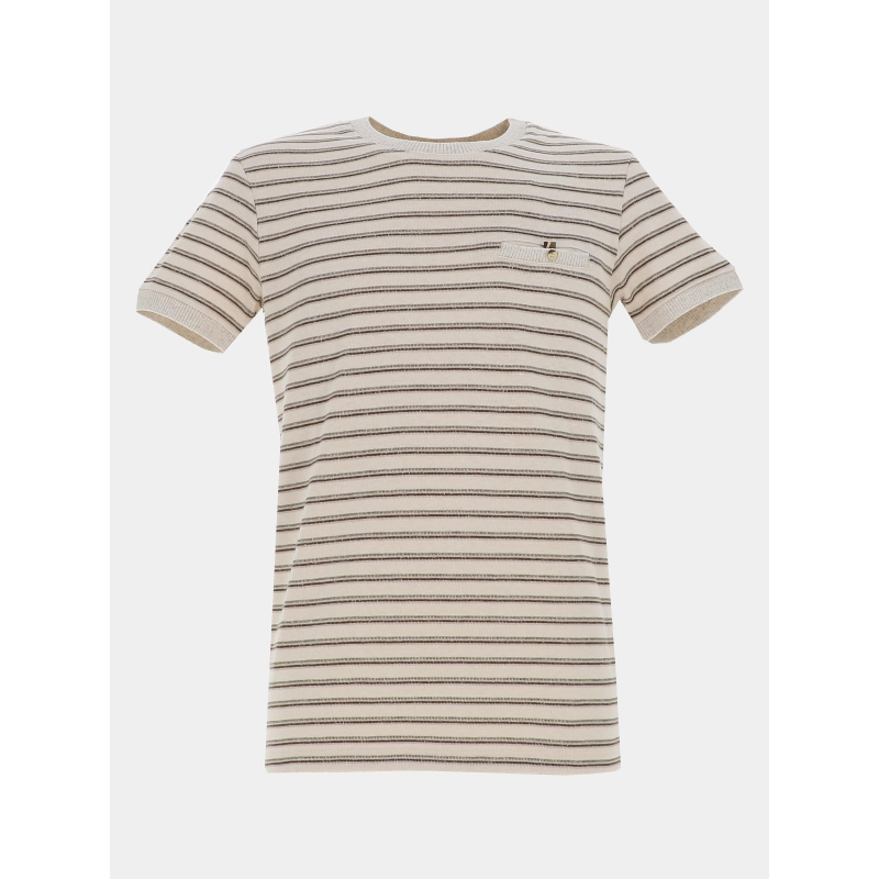 T-shirt signature rayé takara beige homme - Benson & Cherry