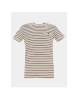 T-shirt signature rayé takara beige homme - Benson & Cherry