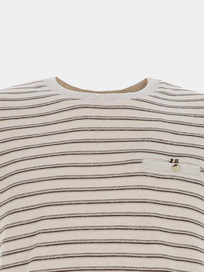 T-shirt signature rayé takara beige homme - Benson & Cherry