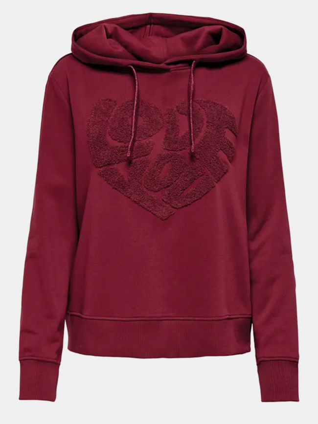 Sweat à capuche onllyna bordeaux femme - Only
