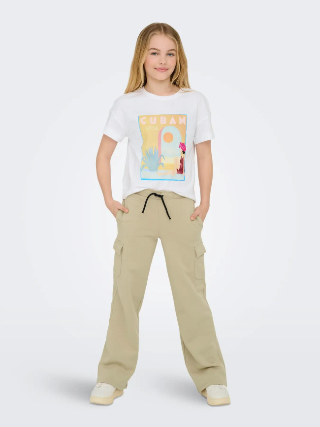Pantalon jogging cargo wide leg koganna beige fille - Only