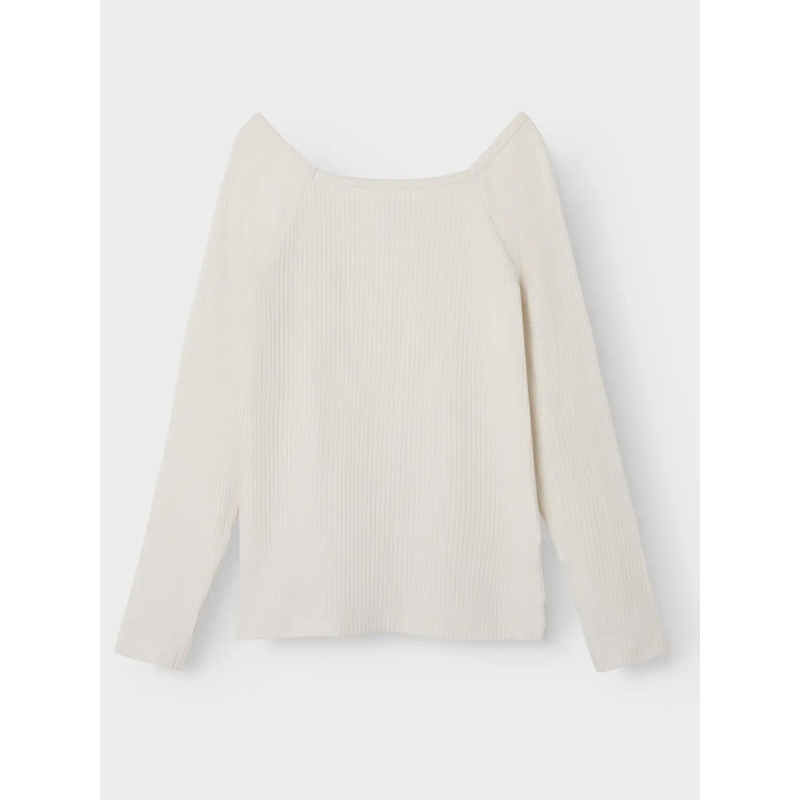 T-shirt slim côtelé à manches longues nkfotilia blanc fille - Name It
