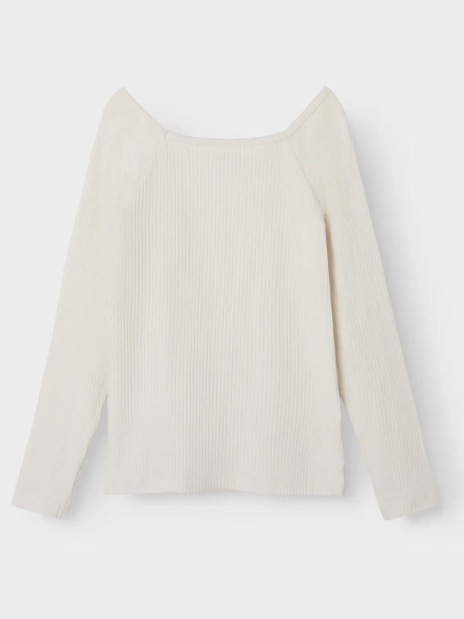 T-shirt slim côtelé à manches longues nkfotilia blanc fille - Name It